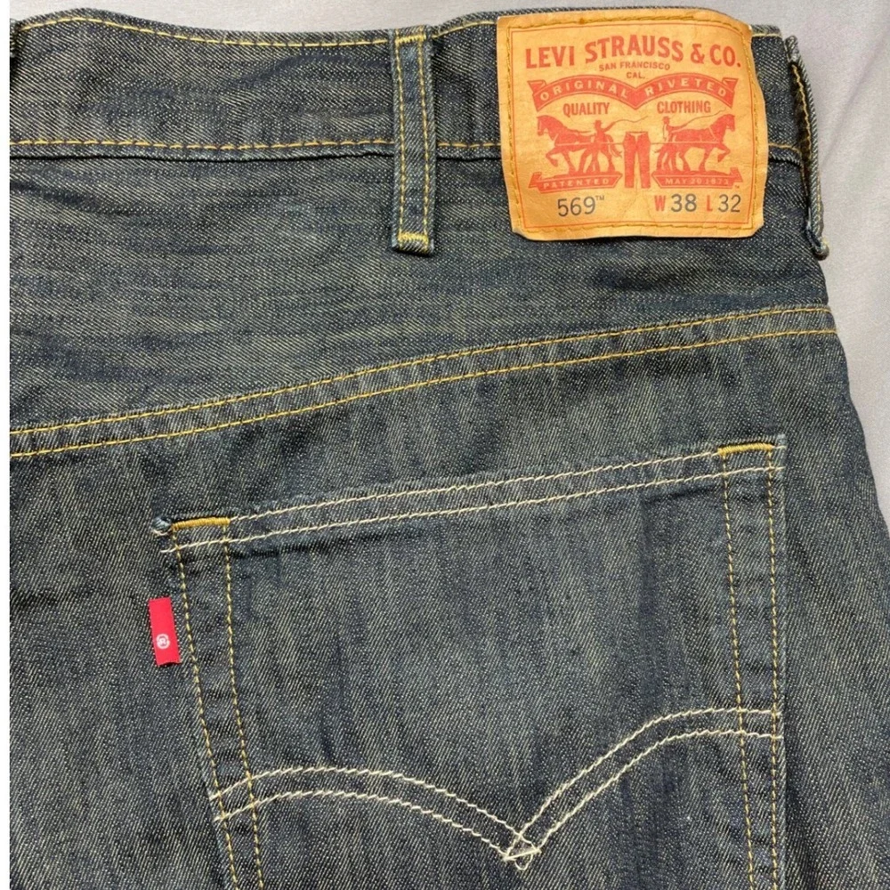 Levi's 569 Loose Straight Leg Jeans‎ Mens 38x29 Dark Wash Indigo Denim